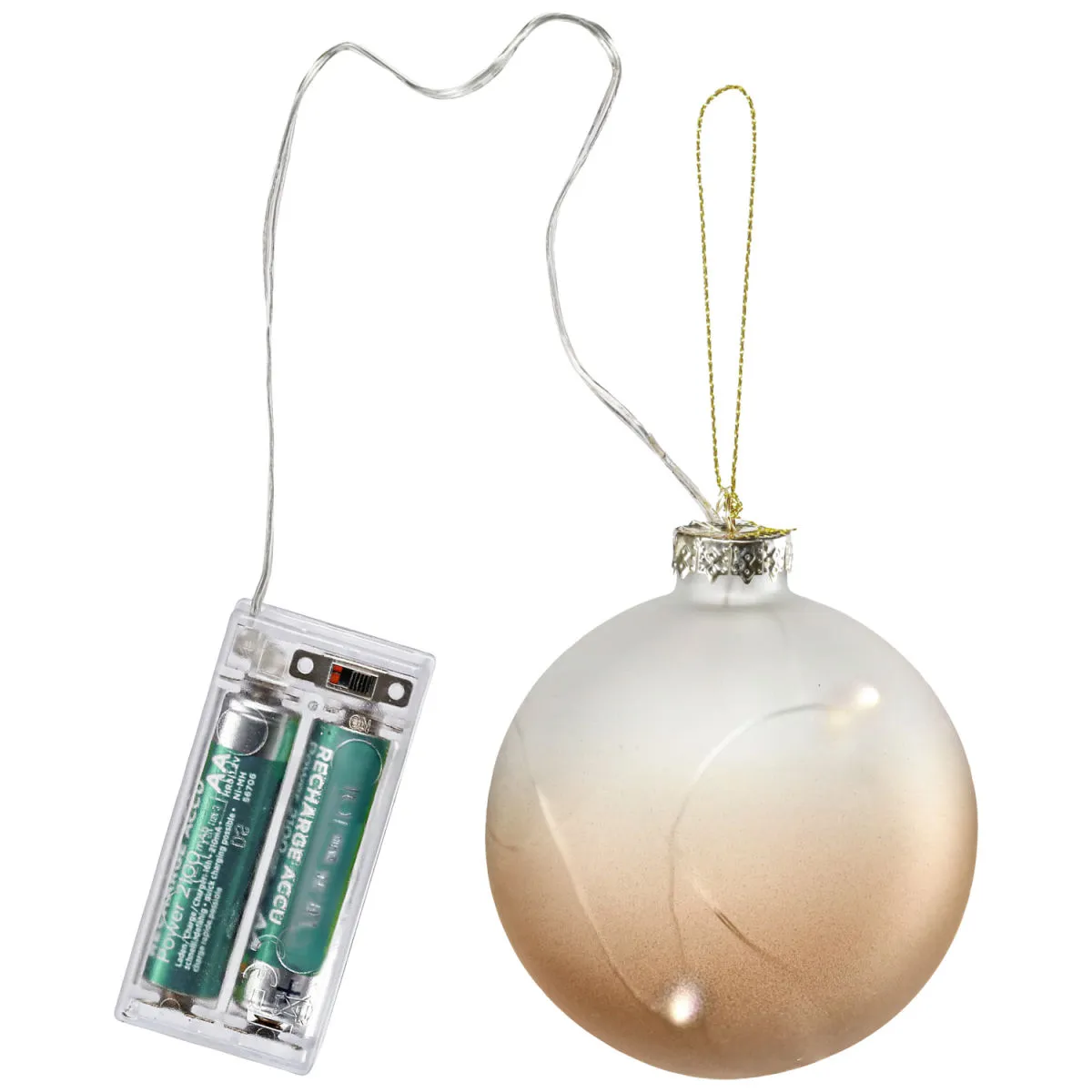 2x Palline di natale LED Hina; 8 cm (Ø); marrone; 2 pz. / Pacco - immagine 1