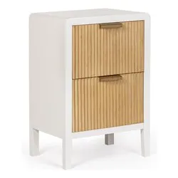 CHARLEY Cassettiera 2 Cassetti Bianco e Naturale (40cm) - immagine 1