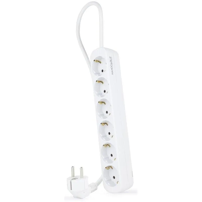 Multipresa Nanocable 10.37.0006-NS 6 prese Tipo F protezione bambini 1.4 m bianca - immagine 1
