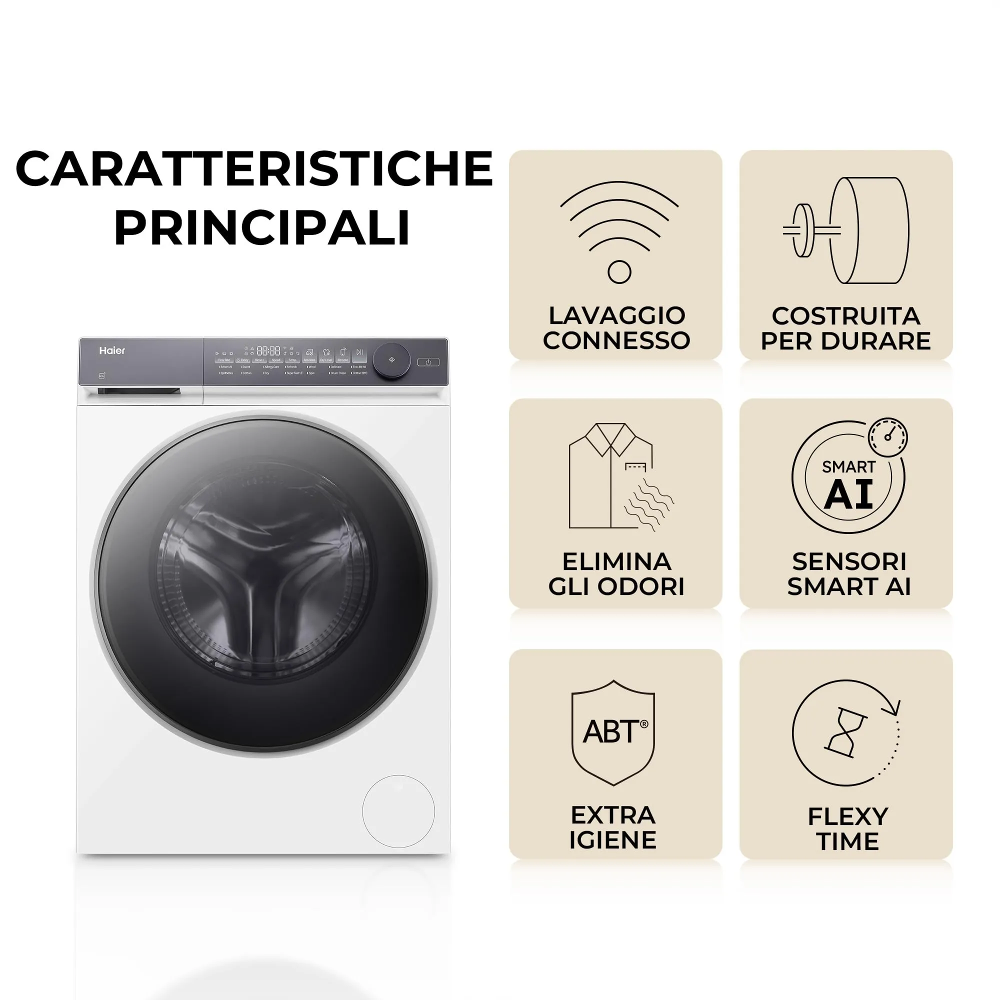Haier X Serie 7 Lavatrice Slim 8 kg, Libera Installazione, Carica Frontale, Classe A-25%, 1400 Giri, Motore Direct Motion, Wi-Fi, hOn, 60 x 50 x 85 cm, Antracite Starry Silver - HW80-B14367GTUIT - immagine 2