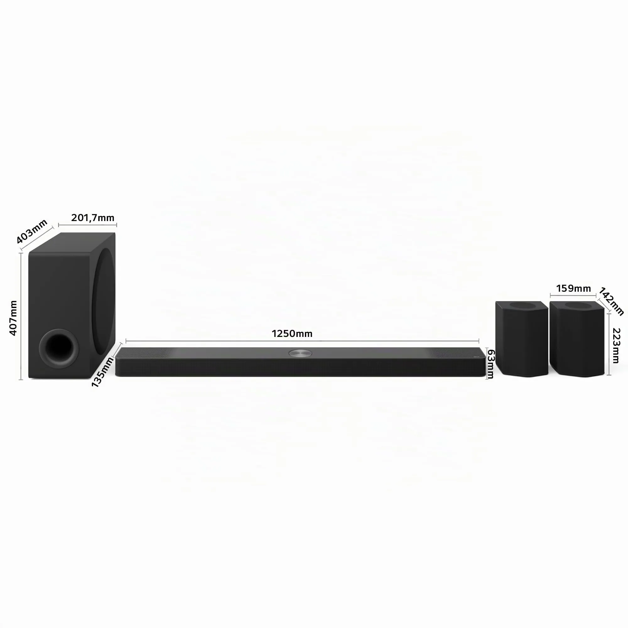 LG S95AR - Soundbar 9.1.5 con Dolby Atmos e DTS:X, 810 W di potenza, subwoofer wireless e altoparlanti posteriori, audio ad alta risoluzione (Hi-Res), Bluetooth, IA Ready, nero - immagine 2