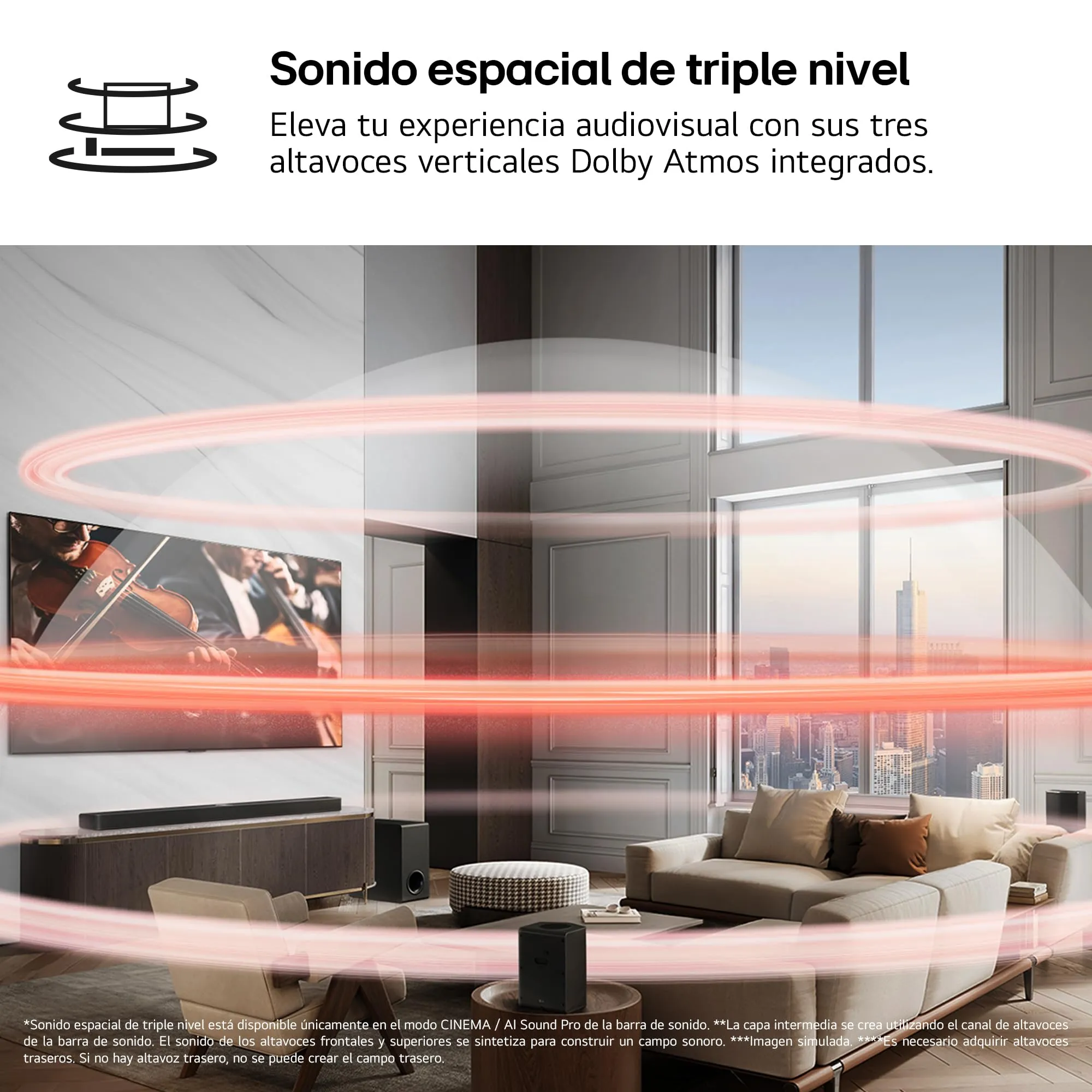 LG S95AR - Soundbar 9.1.5 con Dolby Atmos e DTS:X, 810 W di potenza, subwoofer wireless e altoparlanti posteriori, audio ad alta risoluzione (Hi-Res), Bluetooth, IA Ready, nero - immagine 6