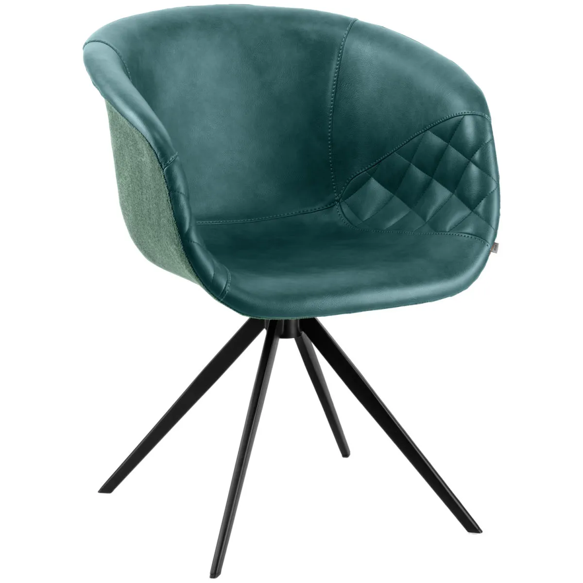 VEGA Sedia con braccioli Yankee; 61x60x80 cm (LxPxH); seduta petrolio, struttura nero - immagine 1