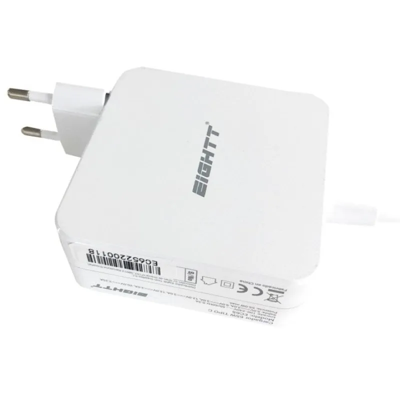 Eightt EC65 Caricabatterie per dispositivi mobili Universale Bianco AC Ricarica rapida Interno - immagine 1