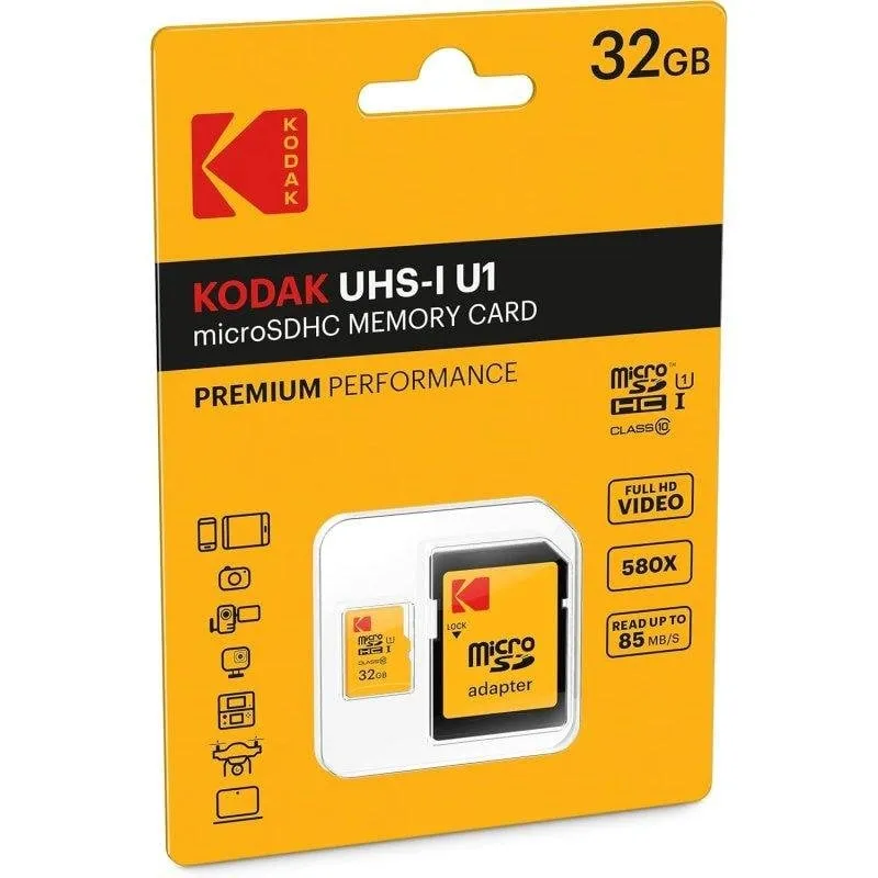 Scheda MicroSD Kodak Premium Perfomance 32GB Classe 10 con Adattatore - immagine 1