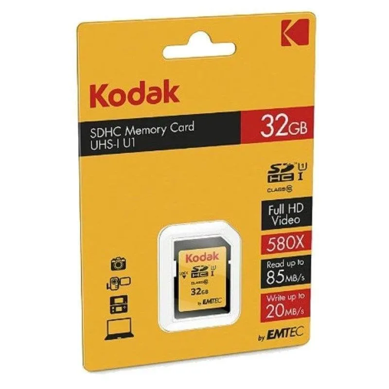 Scheda Kodak EKMSD32GHC10K 32GB SDHC UHS-I Classe 10 90MB/s - immagine 1
