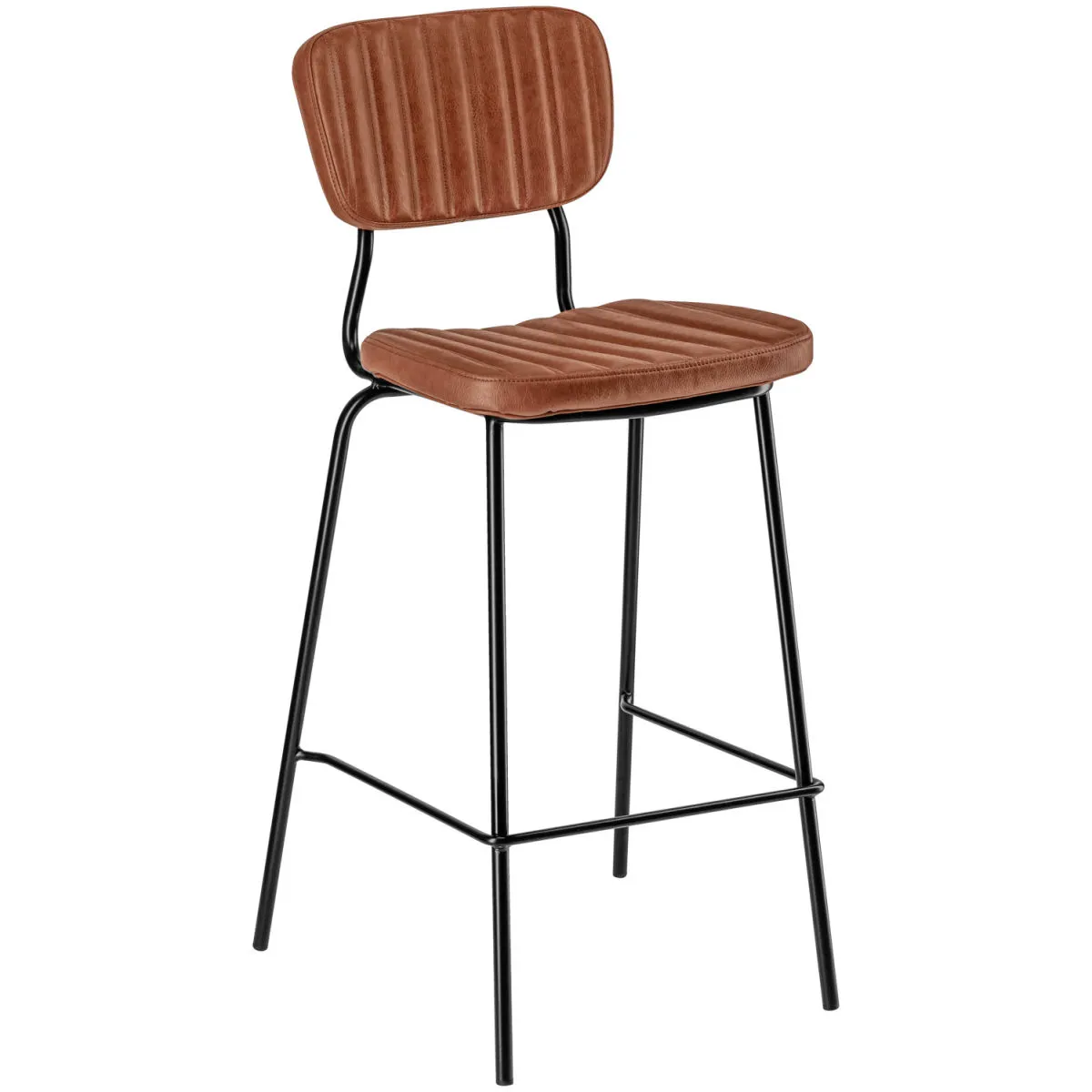 2x VEGA Sgabello Tolo; 53x53x112 cm (LxPxH); seduta cognac, struttura nero; 2 pz. / Pacco - immagine 1
