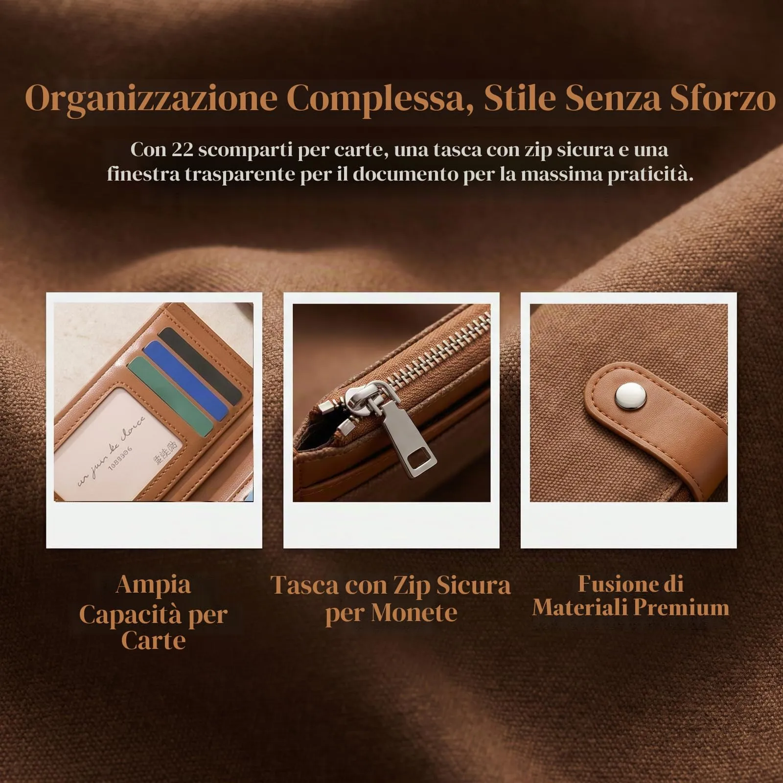 Rieoany Portafoglio Donna, 22 Slot, Portafoglio Piccolo Con Cerniera - immagine 3