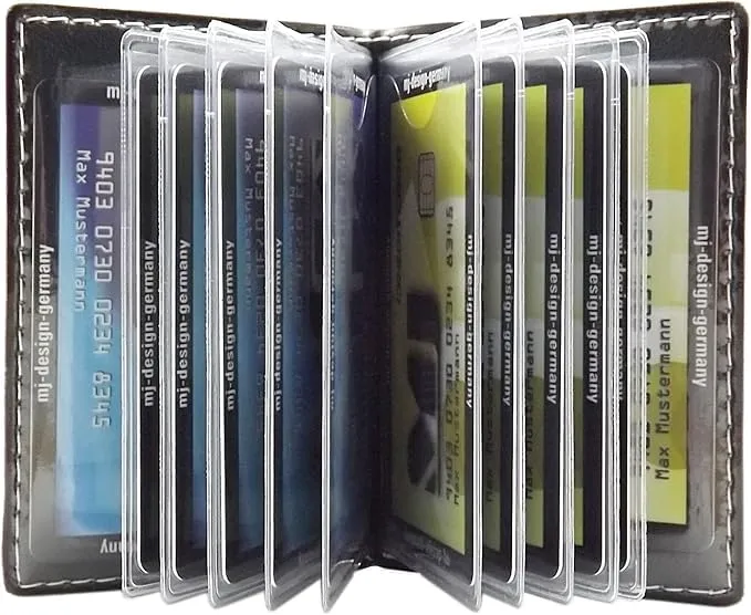 myledershop - Porta carte di credito e biglietti da visita con cuciture a contrasto, 12 scomparti, MJ-Design-Germany, Einheitsgröße, Moderno - immagine 6