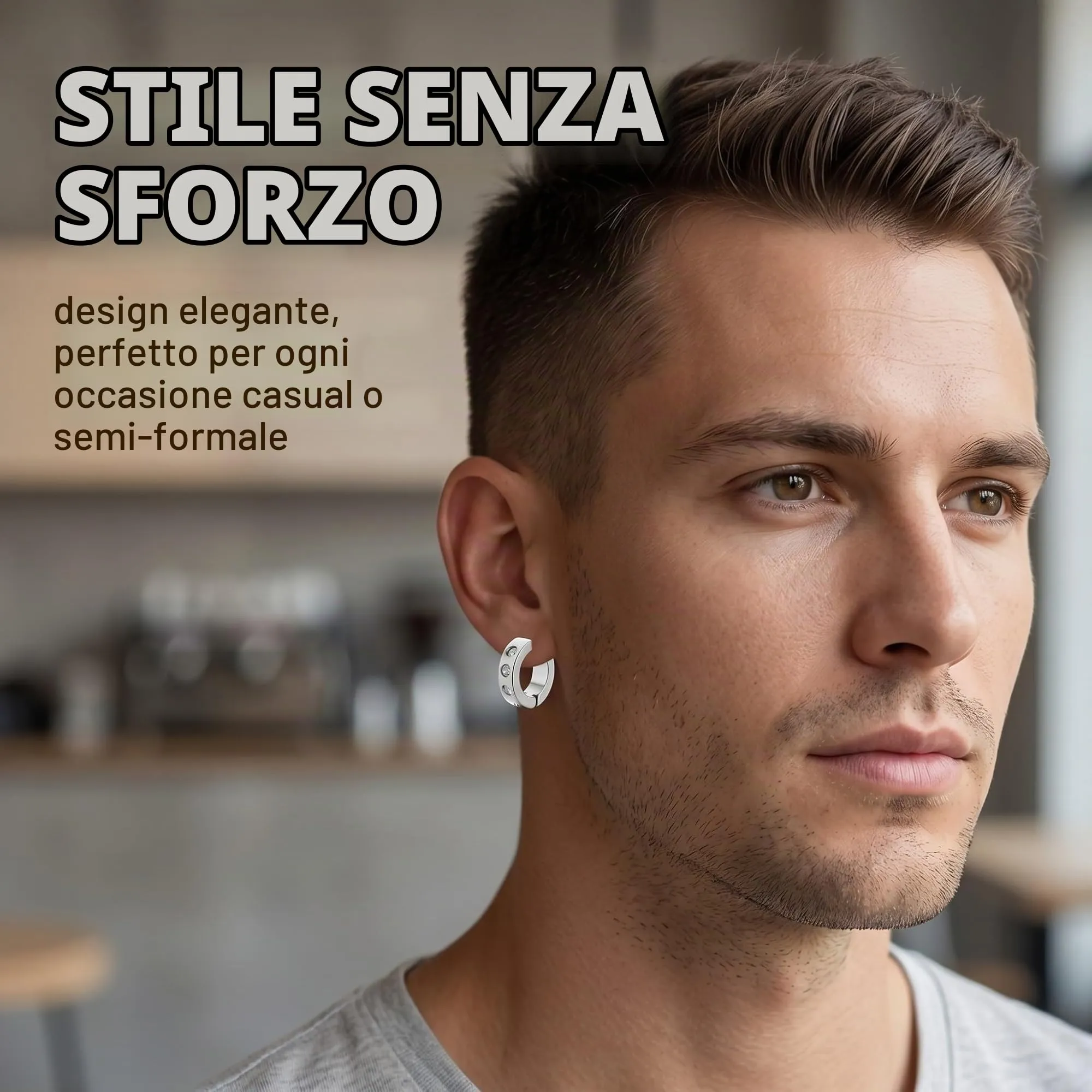 XENQITO 2 Paia Orecchini uomo, Orecchini da Uomo Donna in Acciaio Inossidabile, Orecchinis Senza Buco, Clip Senza Buco Inossidabile cerchi non piercing clip in acciaio(Multicolore) - immagine 2