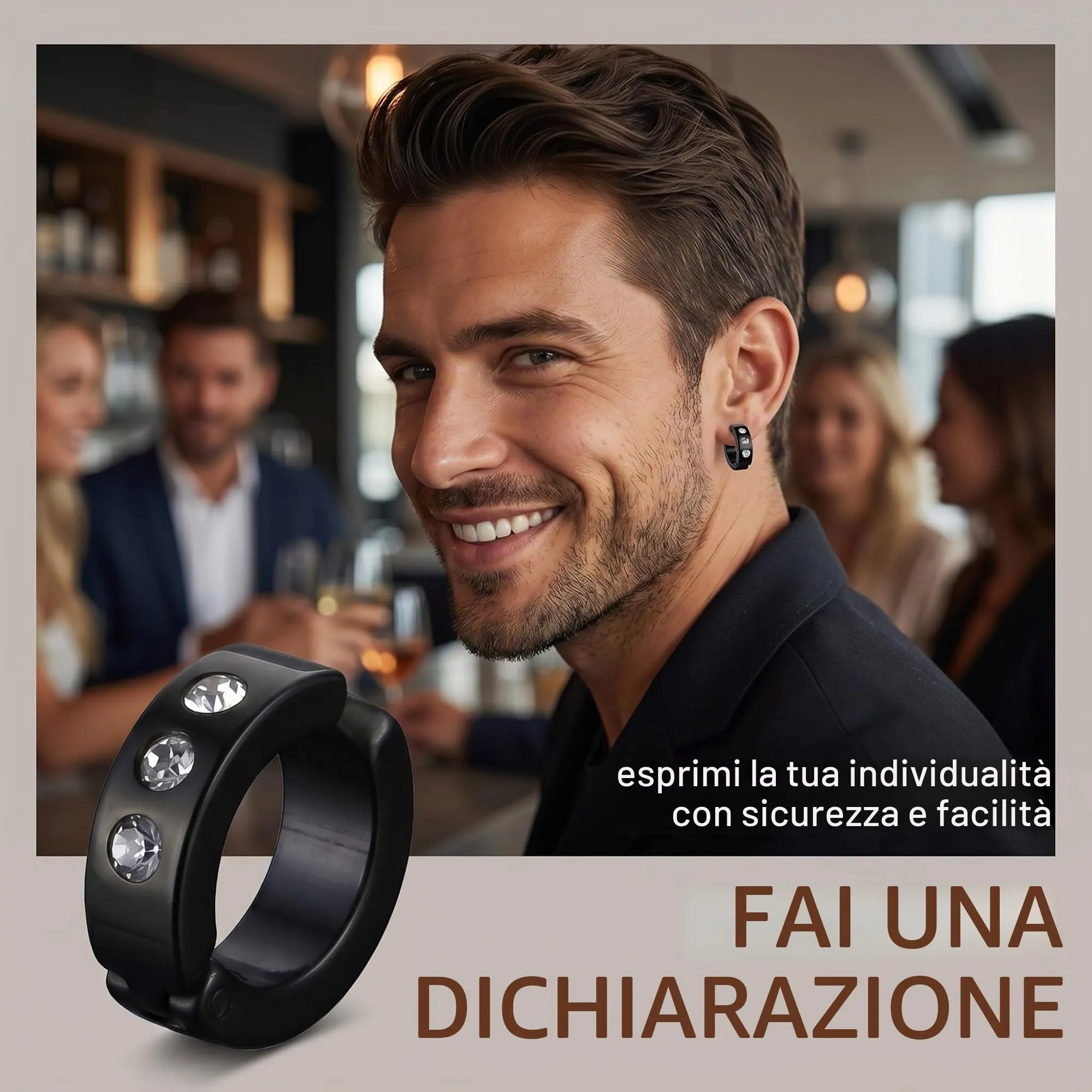 XENQITO 2 Paia Orecchini uomo, Orecchini da Uomo Donna in Acciaio Inossidabile, Orecchinis Senza Buco, Clip Senza Buco Inossidabile cerchi non piercing clip in acciaio(Multicolore) - immagine 3
