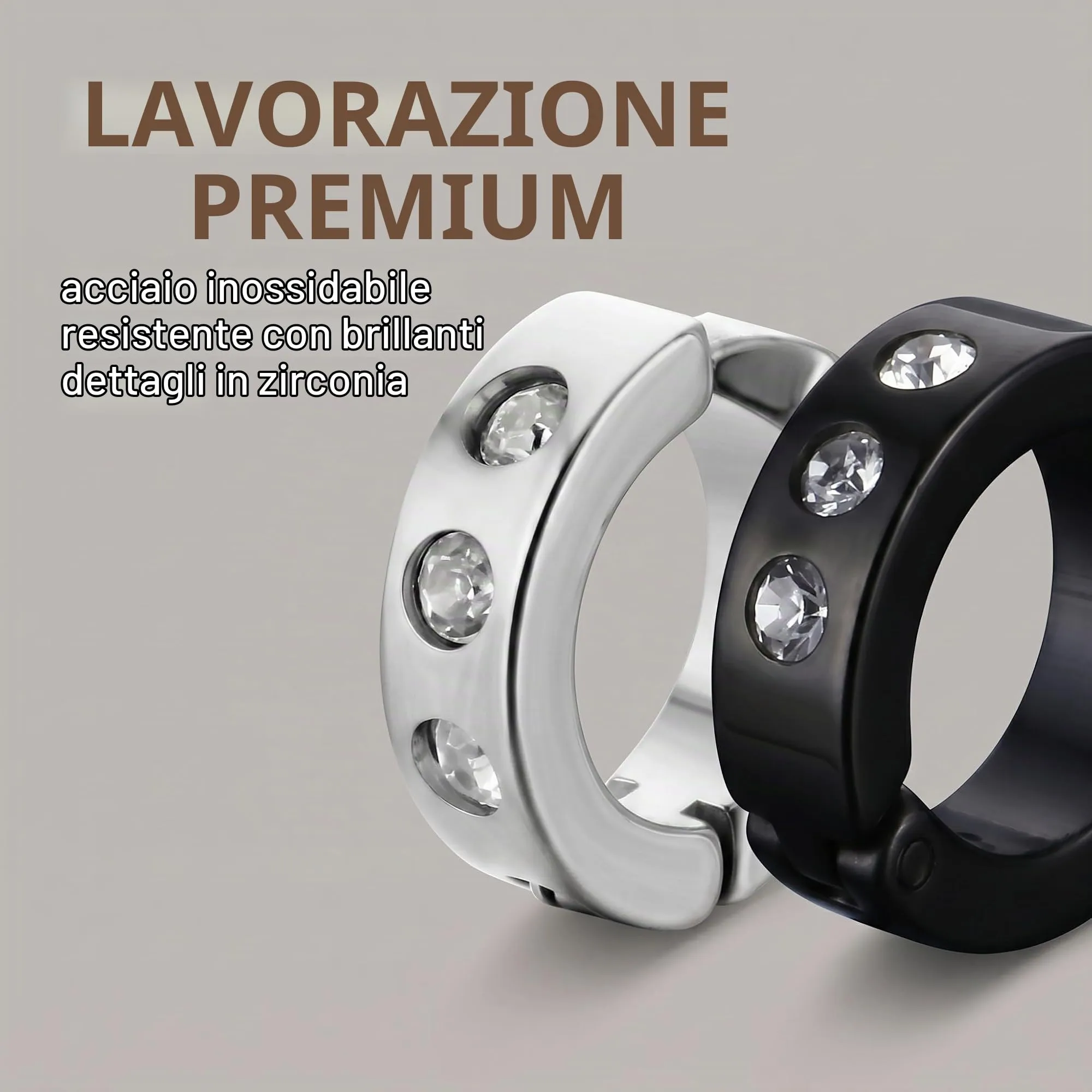 XENQITO 2 Paia Orecchini uomo, Orecchini da Uomo Donna in Acciaio Inossidabile, Orecchinis Senza Buco, Clip Senza Buco Inossidabile cerchi non piercing clip in acciaio(Multicolore) - immagine 4