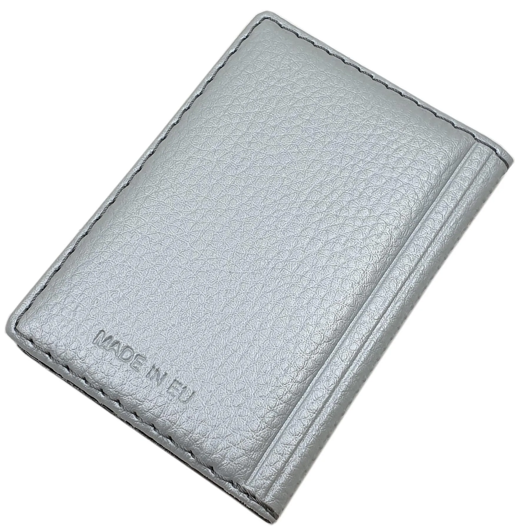 myledershop Porta carte di credito in ecopelle con 12 scomparti, Design 2, argento, Einheitsgröße, Moderno - immagine 2