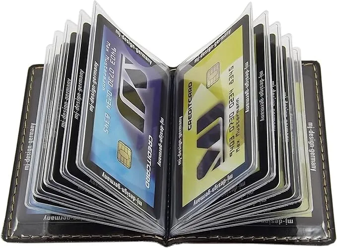 myledershop - Porta carte di credito e biglietti da visita con cuciture a contrasto, 12 scomparti, MJ-Design-Germany, Einheitsgröße, Moderno - immagine 4