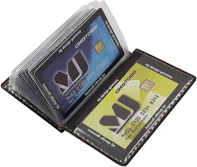 myledershop - Porta carte di credito e biglietti da visita con cuciture a contrasto, 12 scomparti, MJ-Design-Germany, Einheitsgröße, Moderno - immagine 5