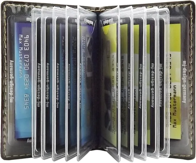 myledershop - Porta carte di credito e biglietti da visita con cuciture a contrasto, 12 scomparti, MJ-Design-Germany, Einheitsgröße, Moderno - immagine 6