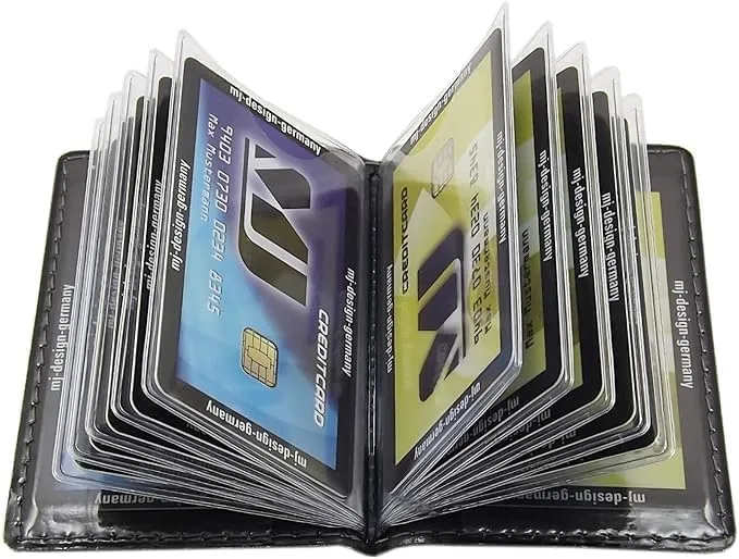 myledershop Porta carte in similpelle con 12 scomparti, design 2 / grigio, taglia unica, moderno - immagine 4