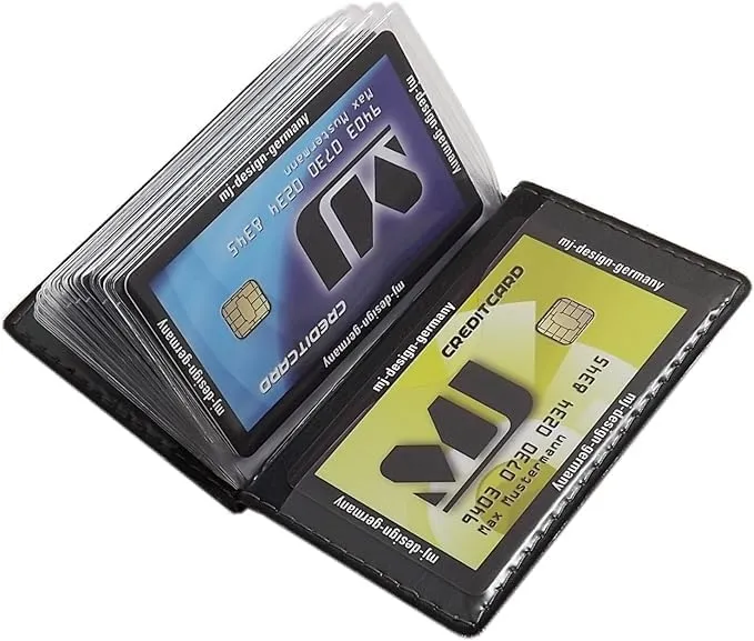 myledershop Porta carte in similpelle con 12 scomparti, design 2 / grigio, taglia unica, moderno - immagine 5