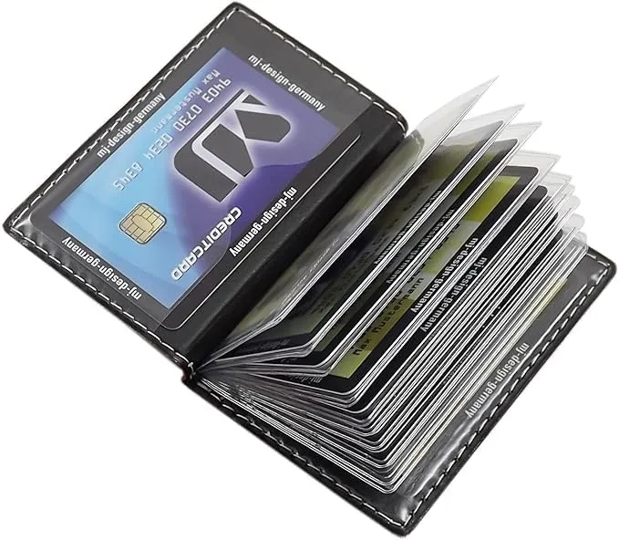myledershop Porta carte di credito in ecopelle con 12 scomparti, Design 2 / azzurro, Einheitsgröße, Moderno - immagine 3
