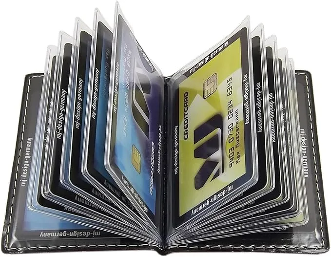 myledershop Porta carte di credito in ecopelle con 12 scomparti, Design 2 / azzurro, Einheitsgröße, Moderno - immagine 4