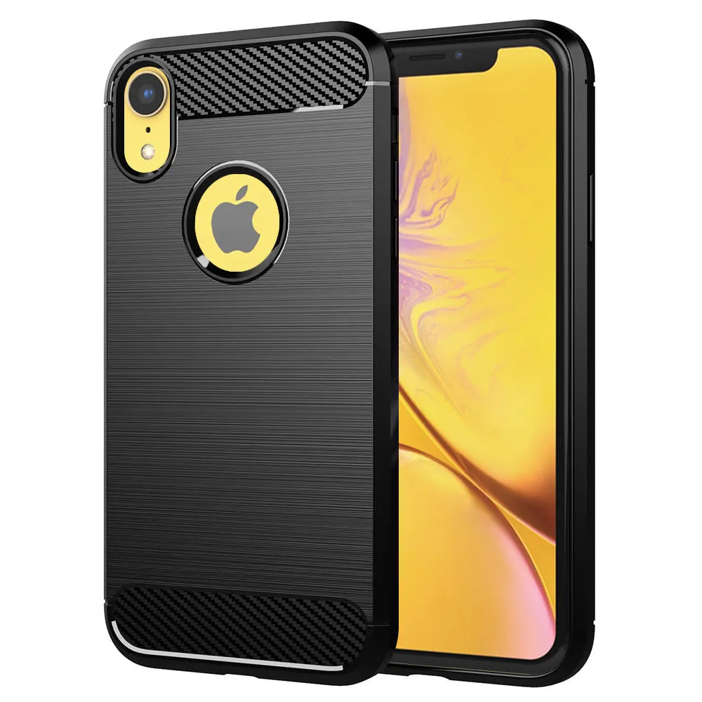 Custodia per Apple iPhone XR, Techsuit, Carbonio, Nera - immagine 1