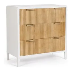CHARLEY Cassettiera 3 Cassetti Bianco e Naturale (80cm) - immagine 1