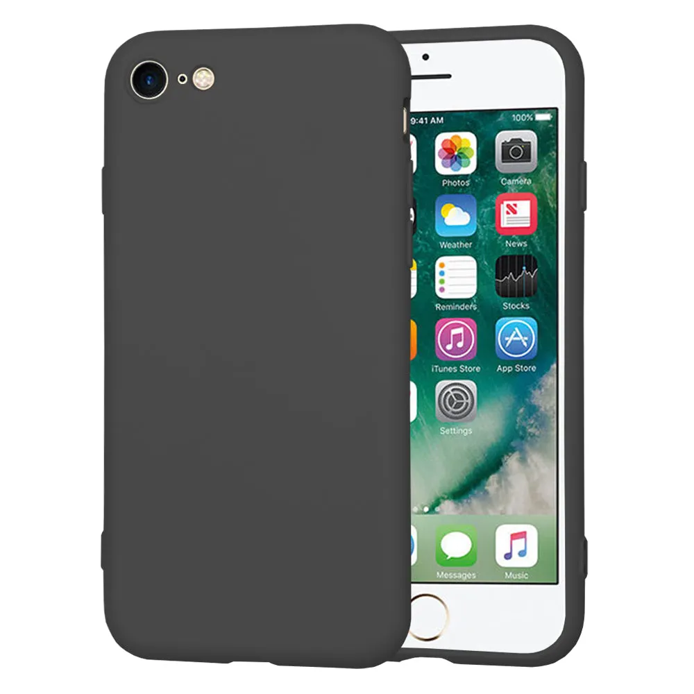 Custodia per Apple iPhone SE (2022) / SE (2020) / 8 / 7, Techsuit, SoftFlex, Nera - immagine 1