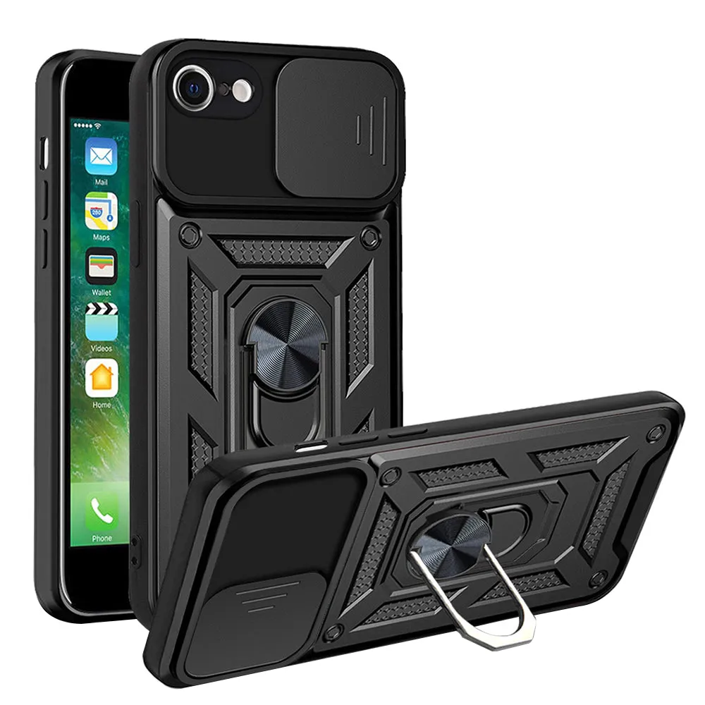 Custodia per Apple iPhone SE (2022) / SE (2020) / 8 / 7, Techsuit, CamShield, Nera - immagine 1