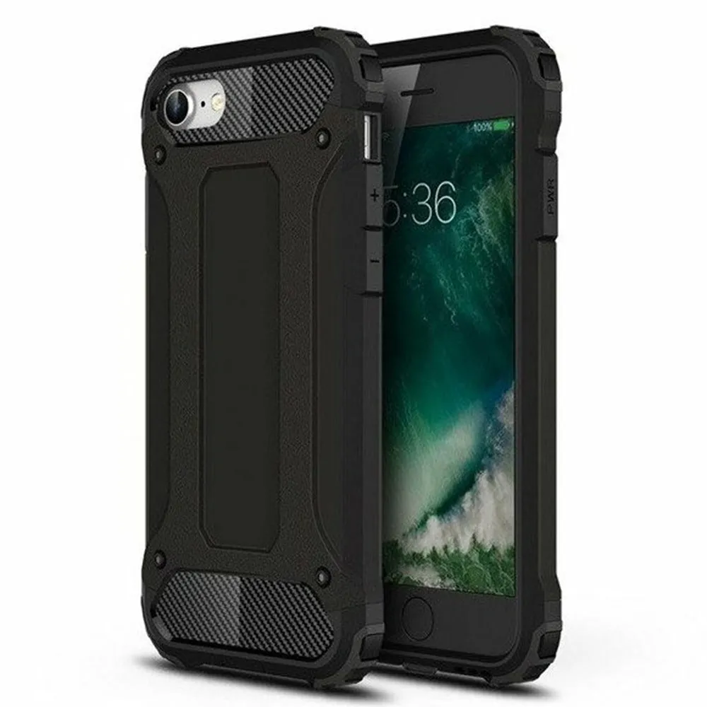 Custodia per Apple iPhone SE (2022) / SE (2020) / 8 / 7, Techsuit, Hybrid Armor, Nera - immagine 1