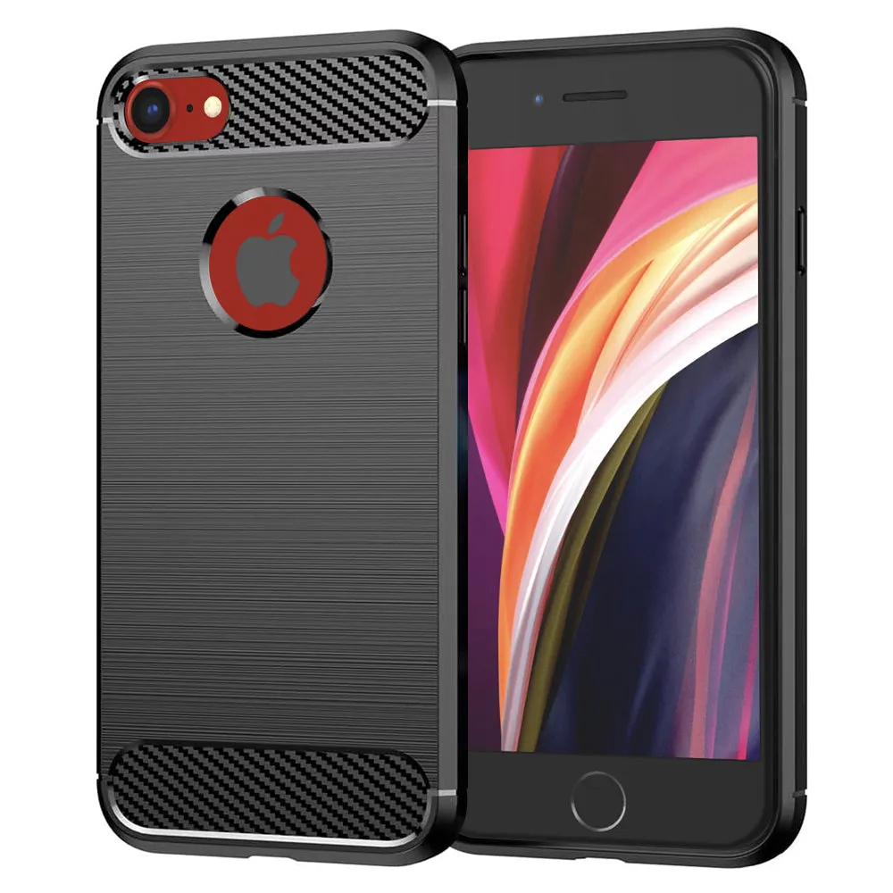 Custodia per Apple iPhone SE (2022) / SE (2020), Techsuit, Carbonio, Nera - immagine 1