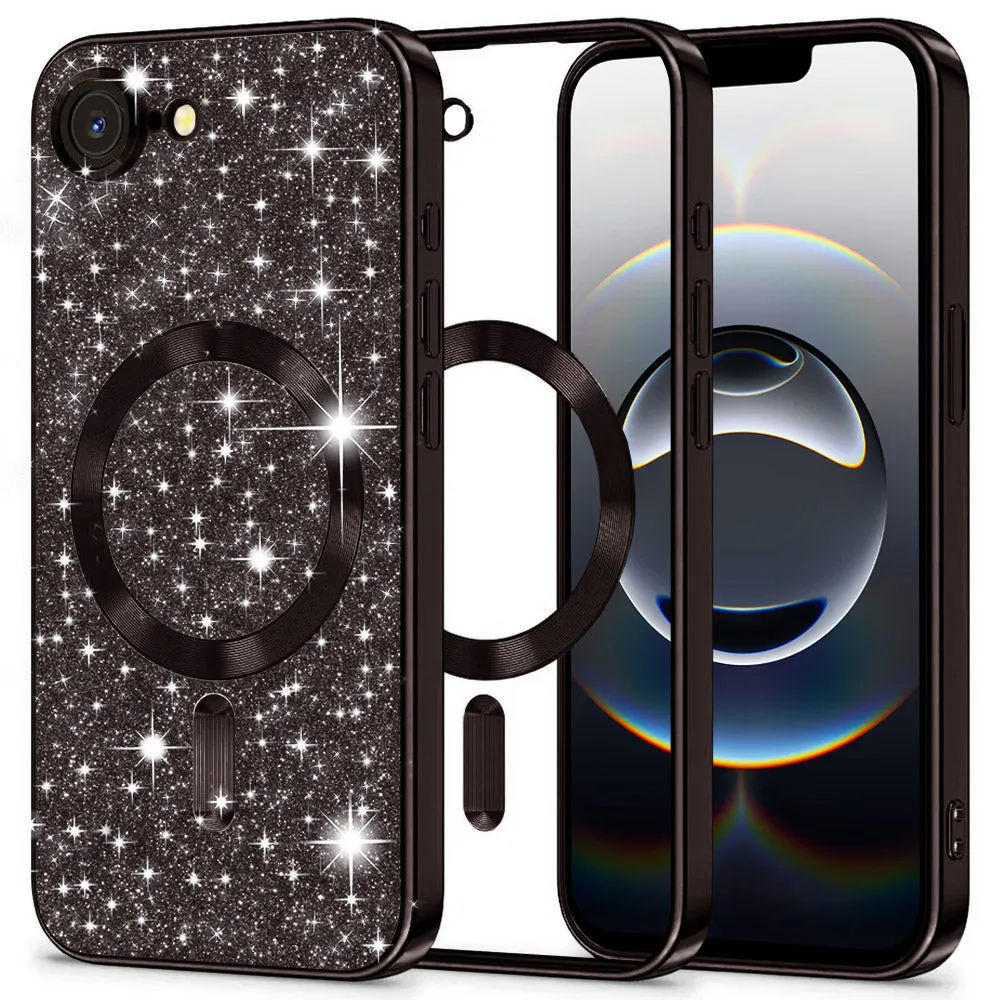 Custodia MagSafe per Apple iPhone 17e / 16e, Techsuit, Luxury Glitter, Nera - immagine 1