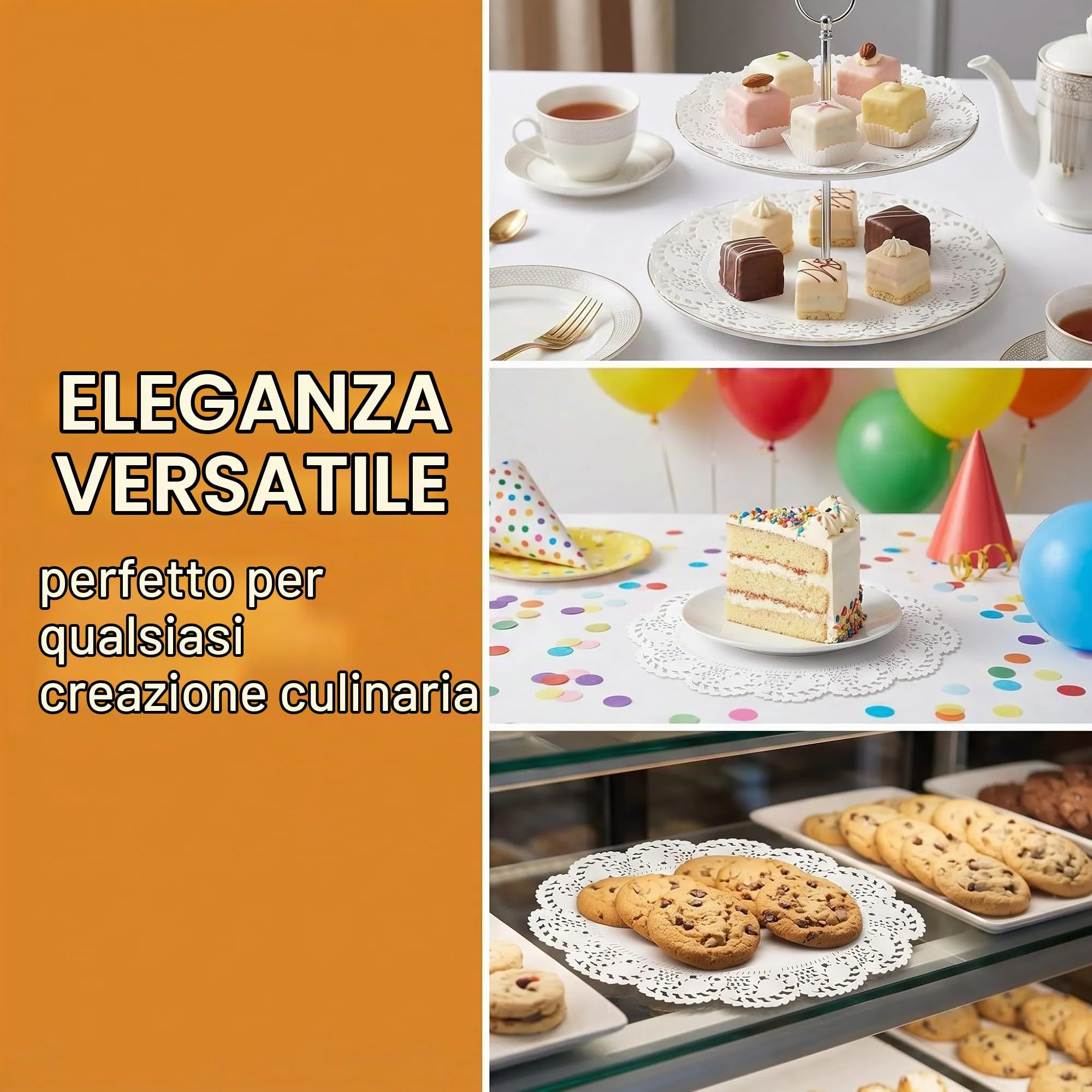 150 Pezzi Centrini di Carta Pizzo Ovali 30,5 x 21,5 cm, Tovagliette Carta Monouso Antiunto per Dolci e Fritti, Sottotorta Eleganti per Feste, Catering e Buffet, Bianco - immagine 5