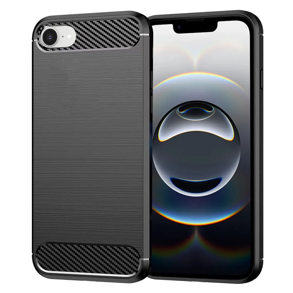 Custodia per Apple iPhone 17e / 16e, Techsuit, Carbonio, Nera - immagine 1