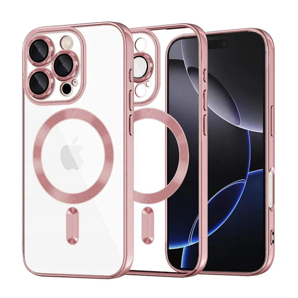 Custodia MagSafe per Apple iPhone 16 Pro Max, Techsuit, Luxury Crystal, Rosa - immagine 1