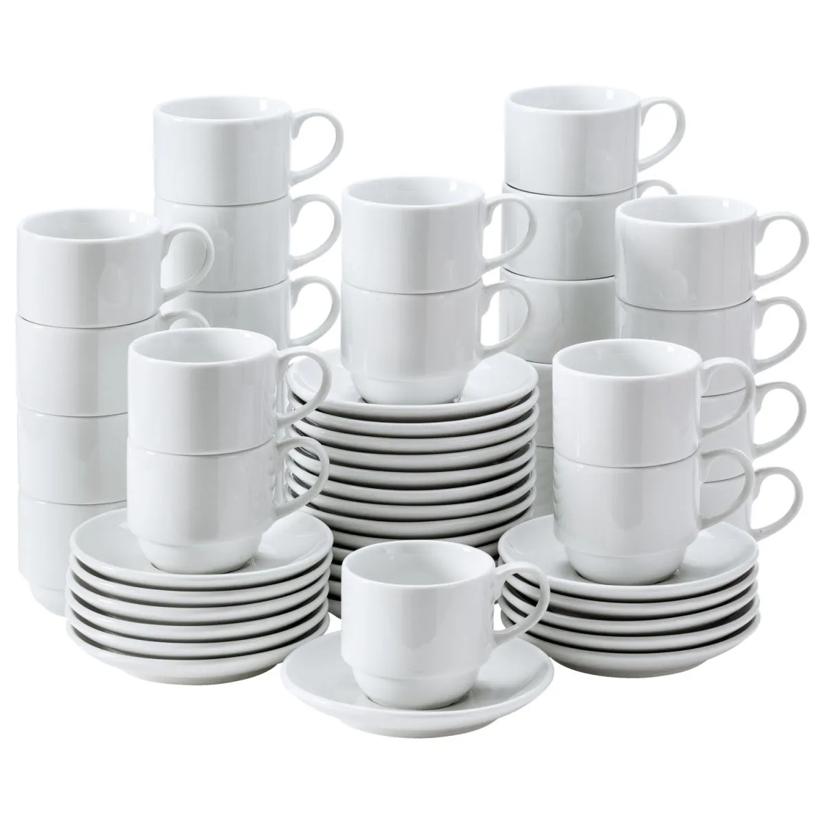 25x PULSIVA Set tazze cappuccino Super-Pack 50 pezzi; 200 ml, 13.5 cm (Ø); bianco; 25 set / Pacco - immagine 1