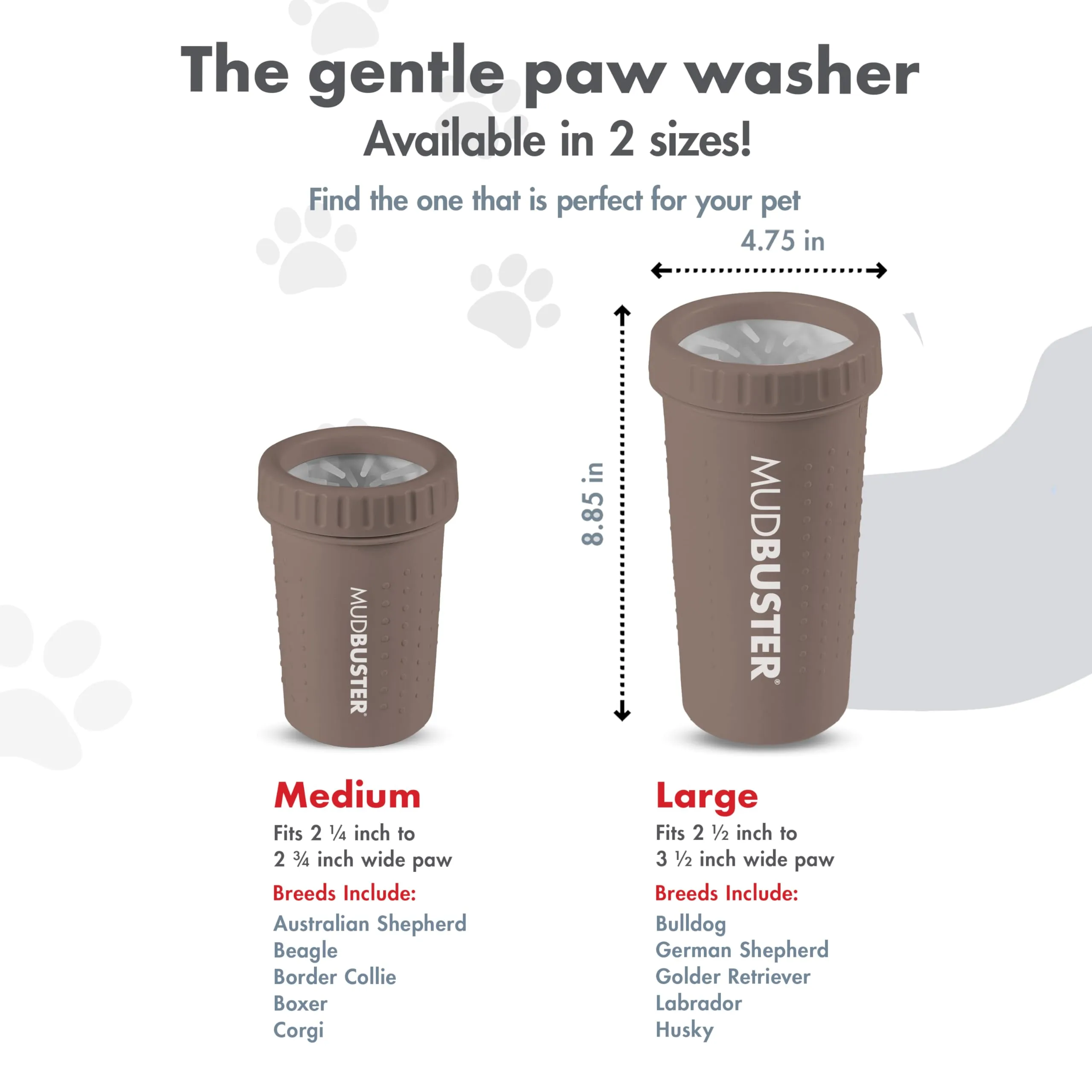 Dexas MudBuster - Pulitore per zampe di cane grande, color tortora, portatile, per zampe fangose, con setole in silicone delicato, pulizia rapida - immagine 3