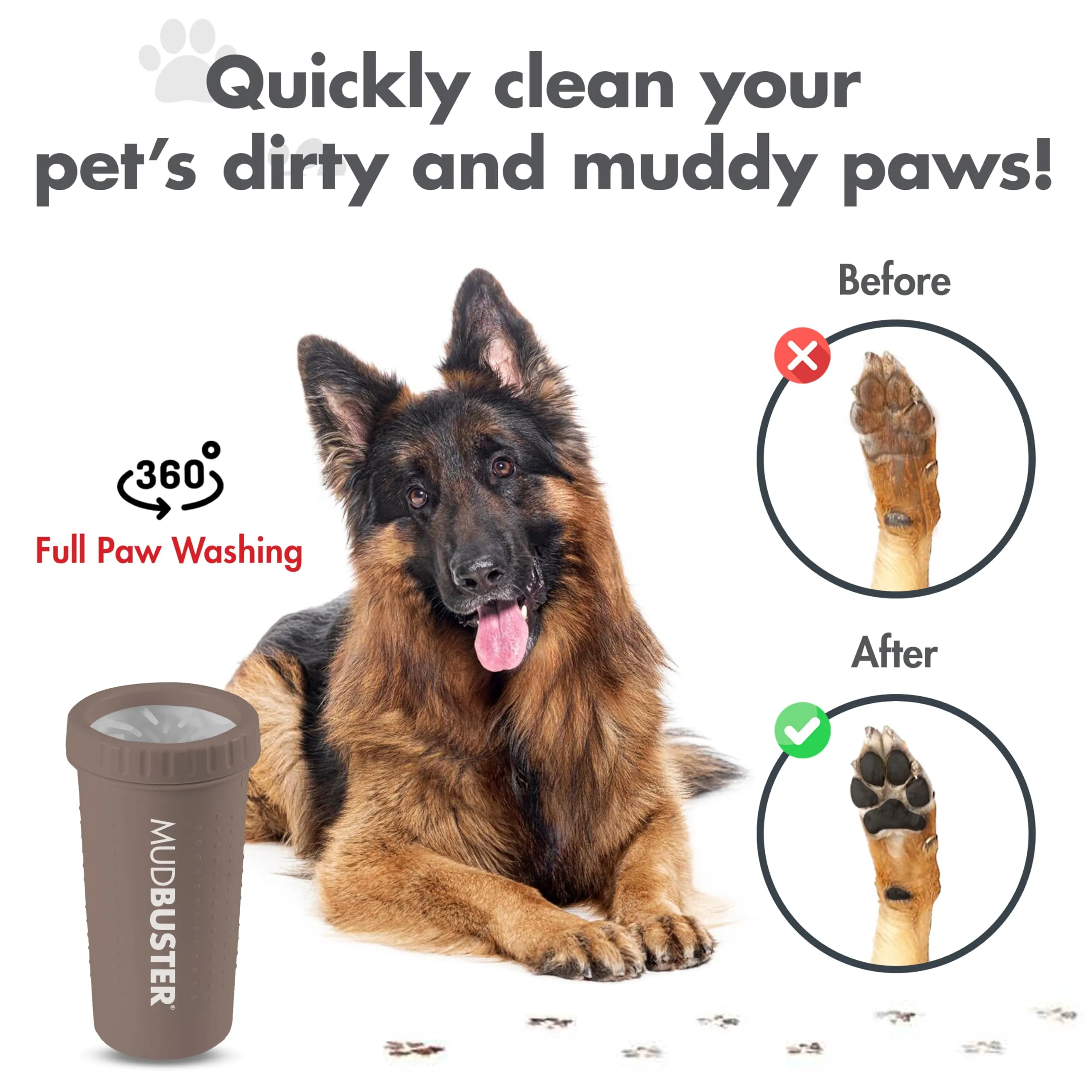 Dexas MudBuster - Pulitore per zampe di cane grande, color tortora, portatile, per zampe fangose, con setole in silicone delicato, pulizia rapida - immagine 5