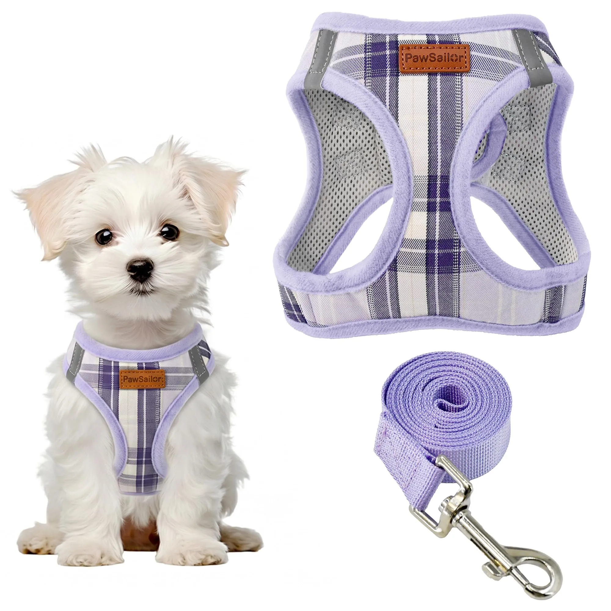 Pawsailor Pettorina Cane Piccola con Guinzaglio Anti-tiro Viola Chiaro XXS - immagine 1