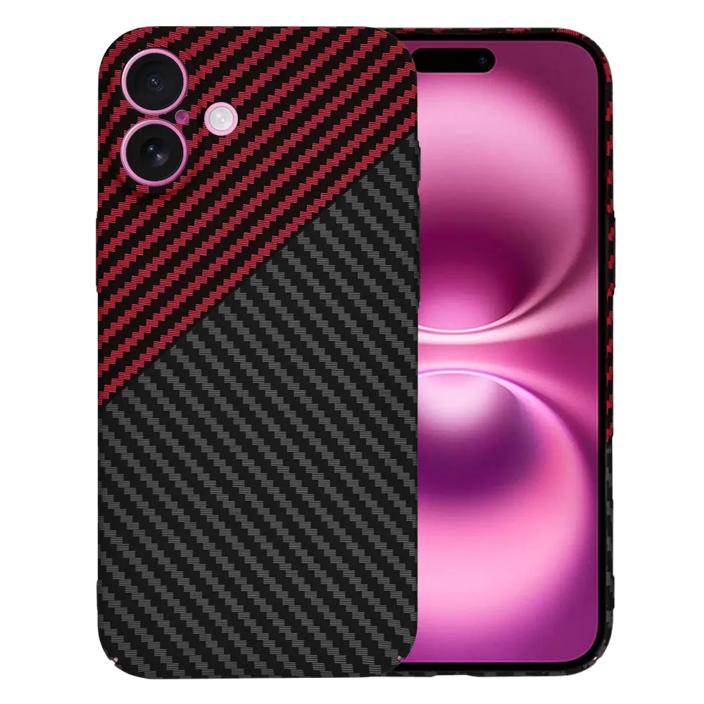 Custodia per Apple iPhone 16 Plus, Techsuit, Carbonite FiberShell, Nero Rosso - immagine 1