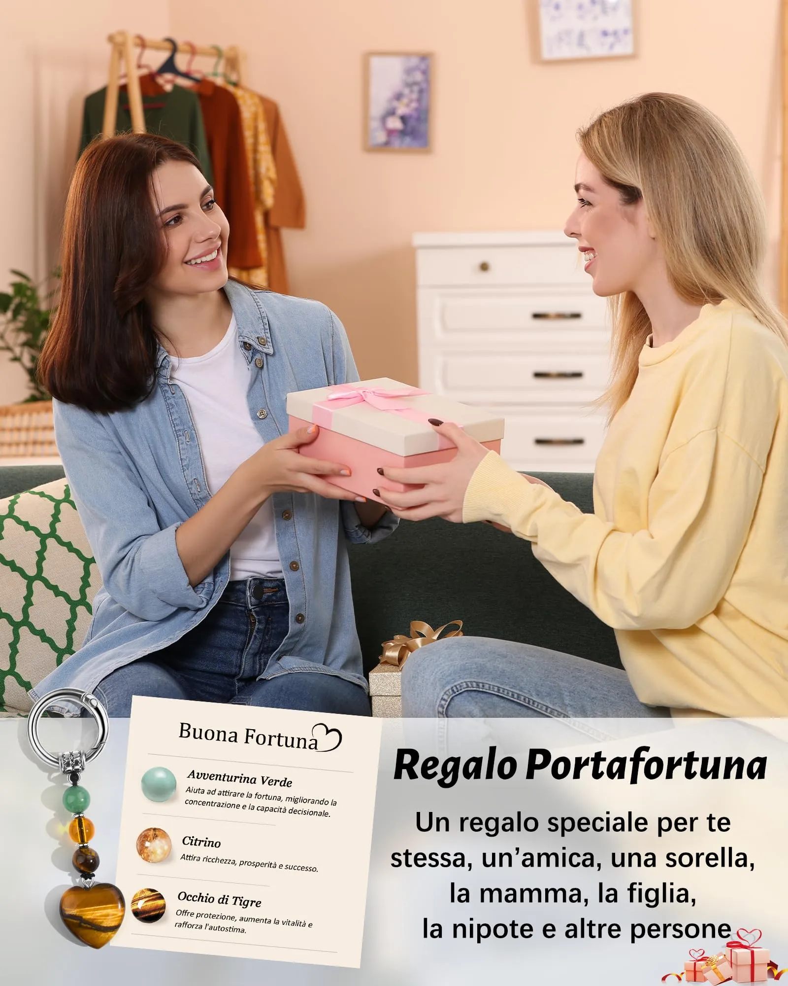 MANVEN Regalo Donna Ragazza Portachiavi Donna Compleanno Buona Fortuna - immagine 3