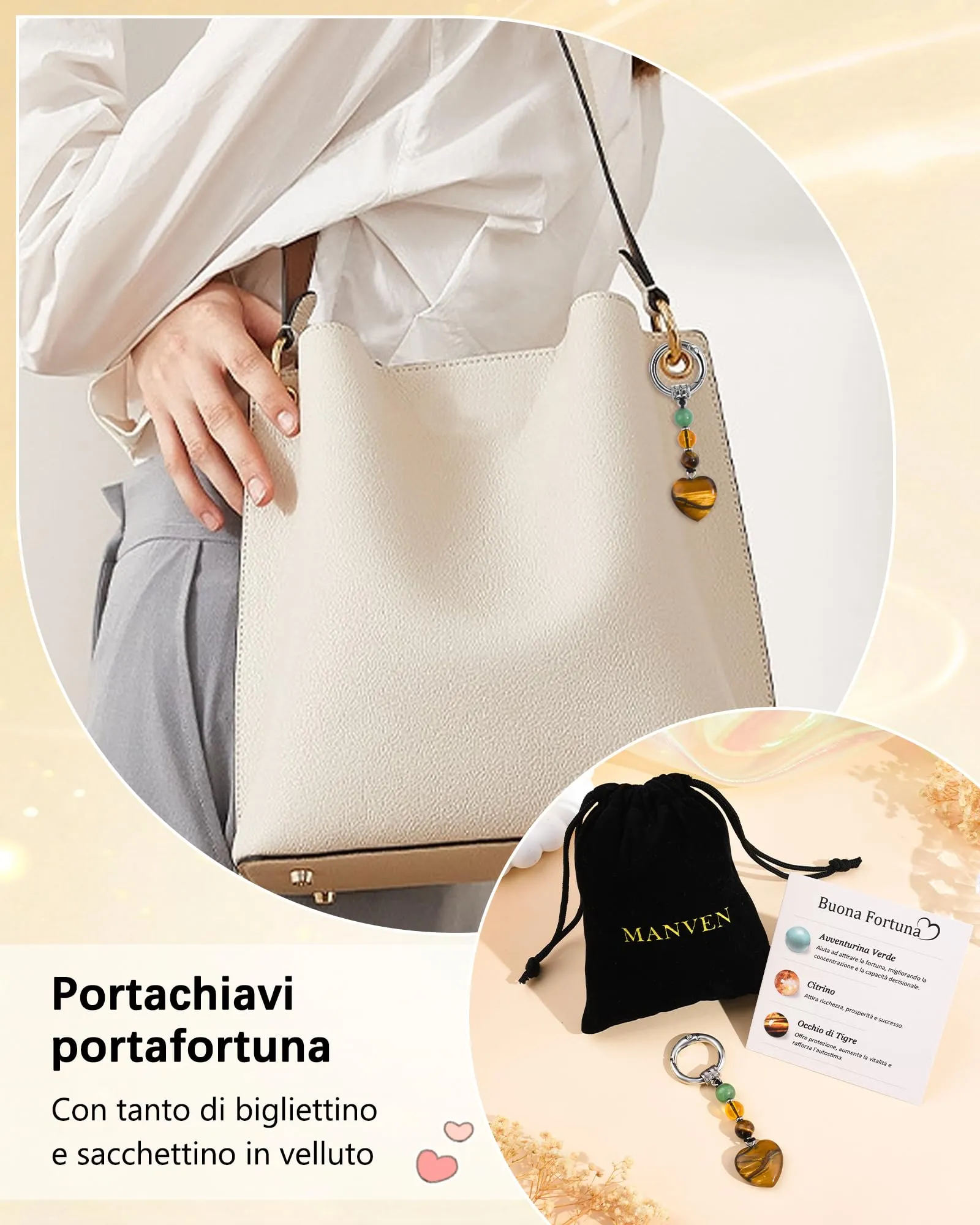 MANVEN Regalo Donna Ragazza Portachiavi Donna Compleanno Buona Fortuna - immagine 6