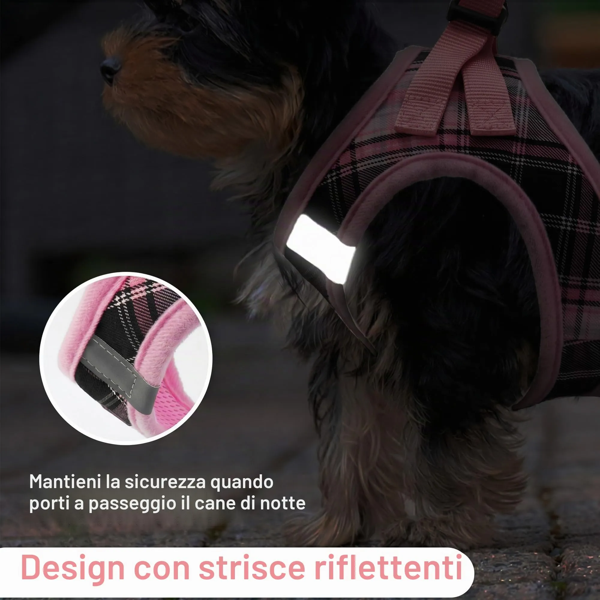 Pawsailor Pettorina Cane Taglia Piccola con Guinzaglio Anti-tiro Rosa XXXS - immagine 5
