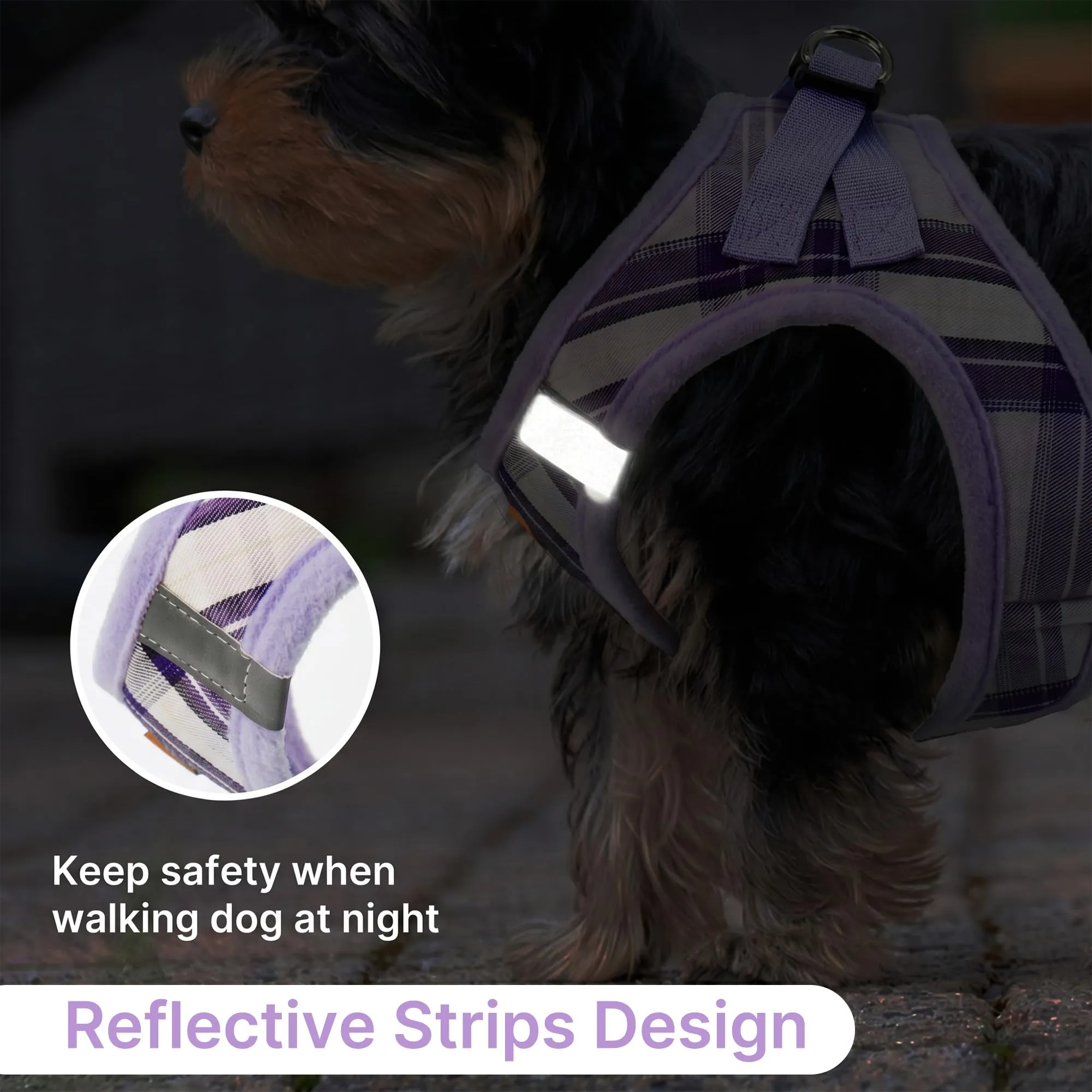 Pawsailor Pettorina Cane Piccola con Guinzaglio Anti-tiro Viola Chiaro XXXS - immagine 5
