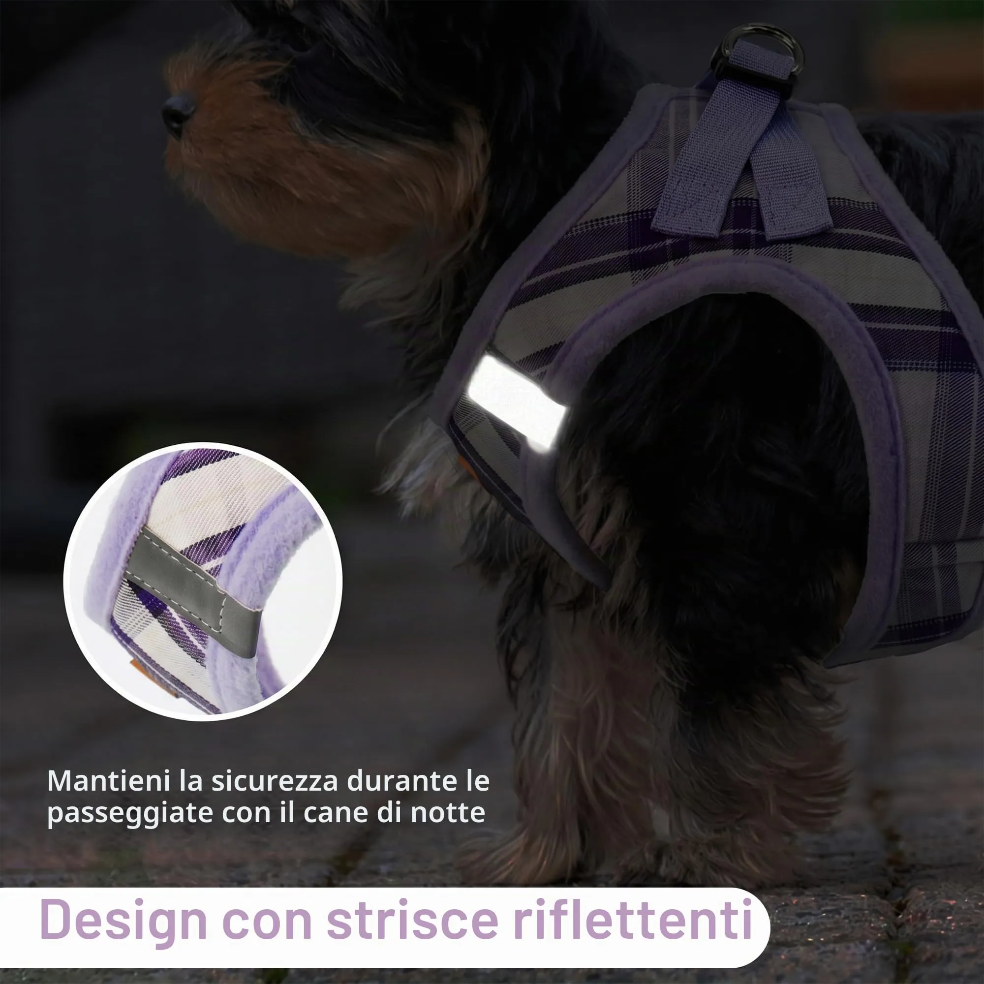 Pawsailor Pettorina Cane Piccola con Guinzaglio Anti-tiro Viola Chiaro XS - immagine 5