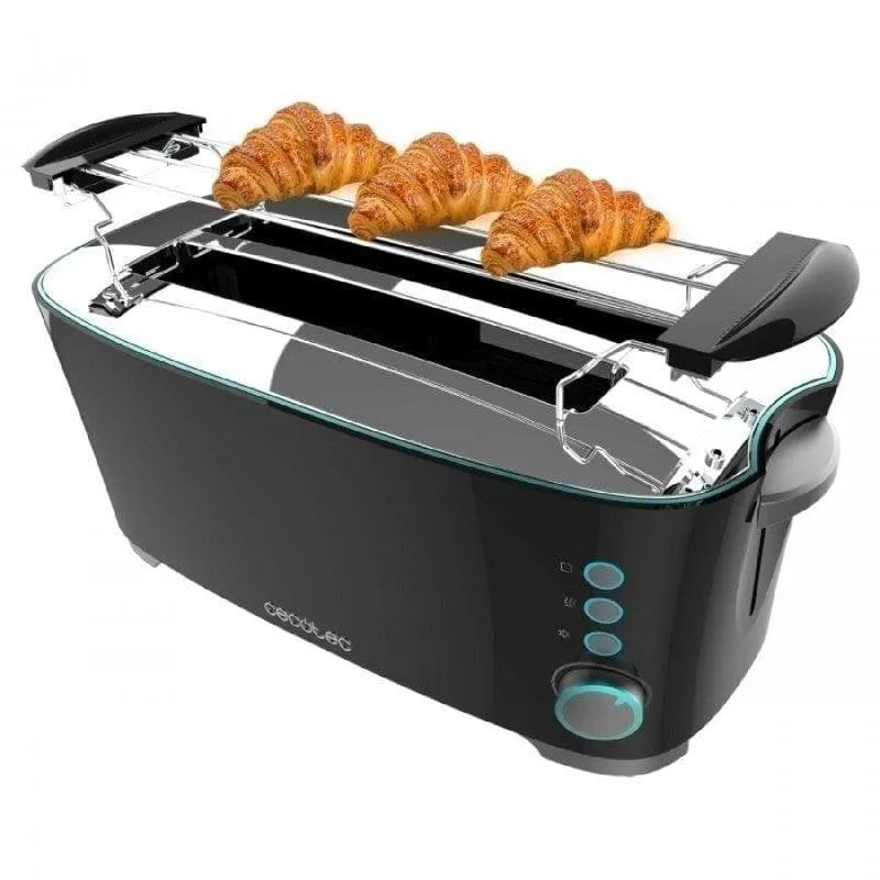 Tostapane Cecotec Toast&Taste Extra Double N 2 Fessure Lunghe 1350 W 7 Livelli Scongelamento Nero/Inox - immagine 1