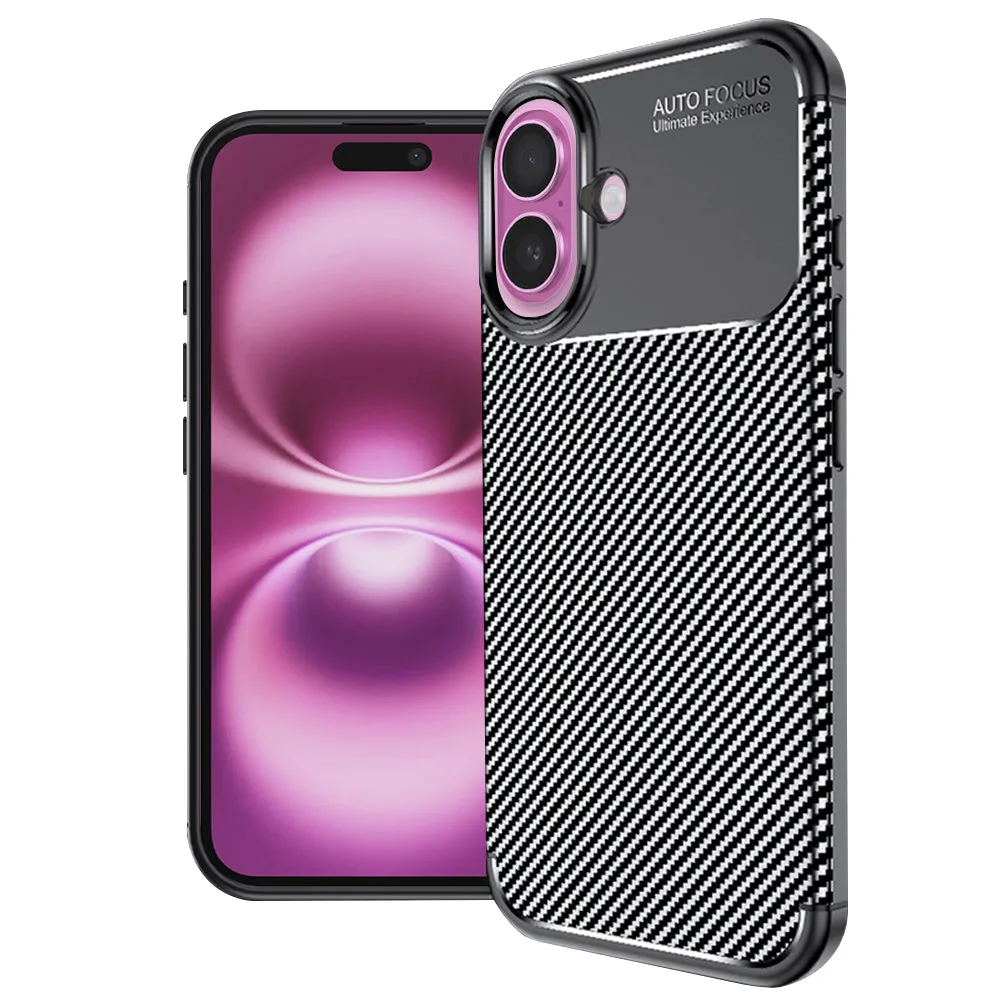 Custodia per Apple iPhone 16 Plus, Techsuit, CarbonFiber, Nera - immagine 1