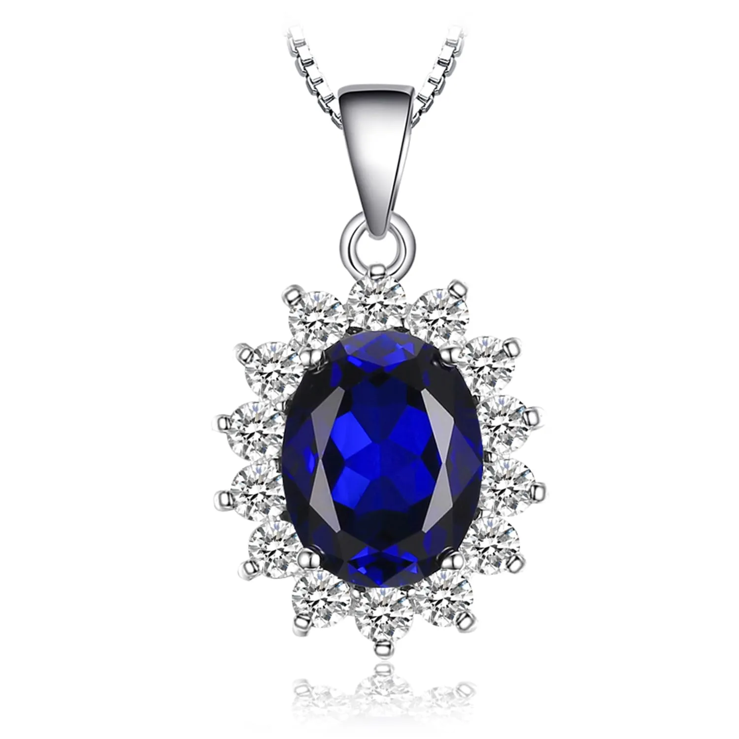 JewelryPalace Ovale 3.2ct Principessa Diana William Kate Middleton's placcato oro bianco 14K con Royal Blue Created Spinel Pendente Collana 45cm - immagine 1