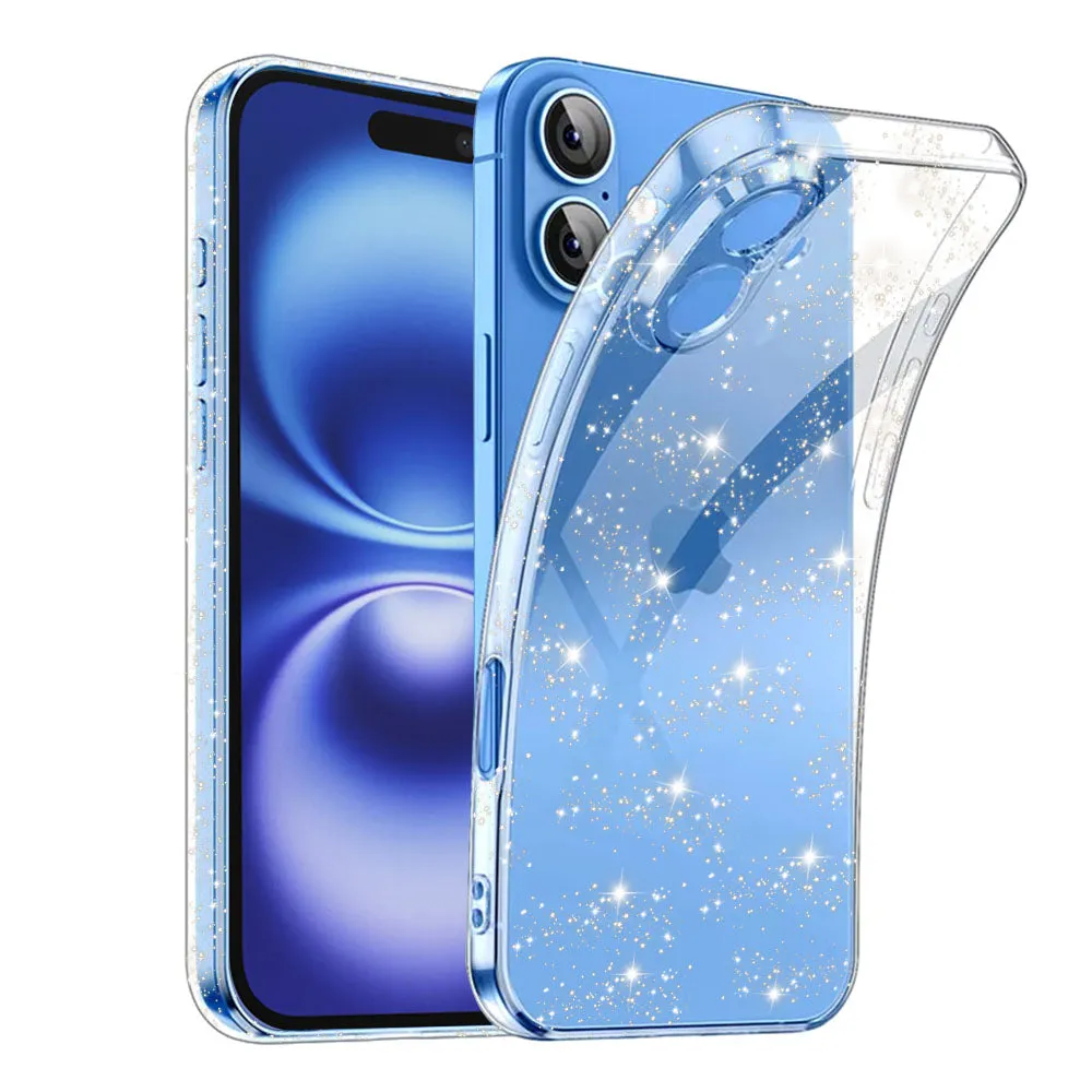 Custodia per Apple iPhone 16 Plus, Techsuit, SparkleSkin, Trasparente - immagine 1