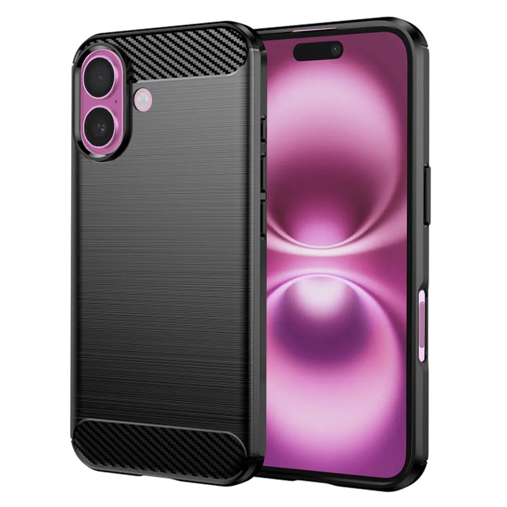 Custodia per Apple iPhone 16 Plus, Techsuit, Carbonio, Nera - immagine 1