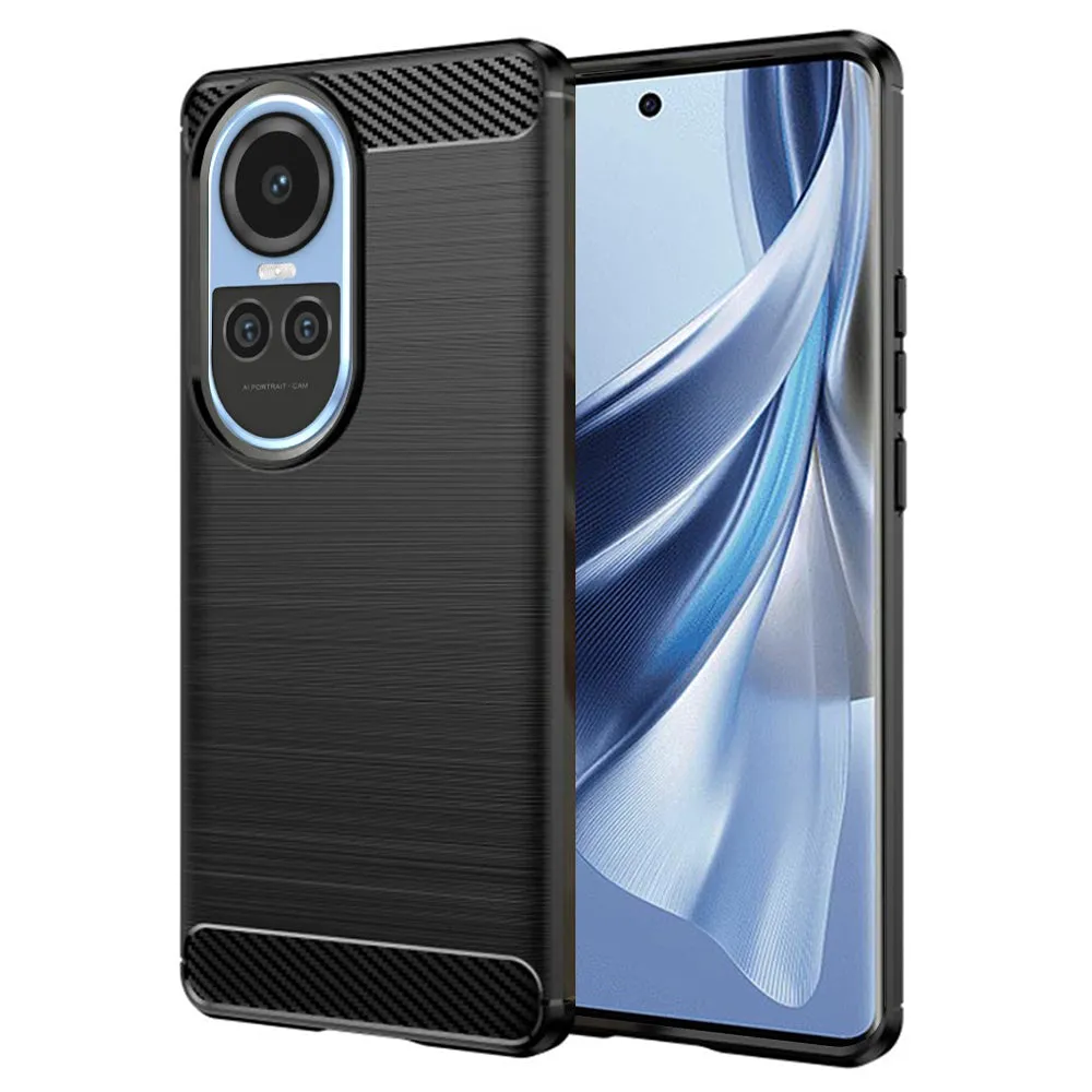 Custodia per Oppo Reno10 / Reno10 Pro, Techsuit, Carbonio, Nera - immagine 1